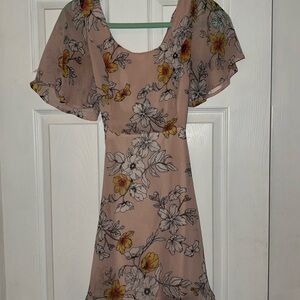 Lulu's Floral Mini Dress in Pink and Yellow